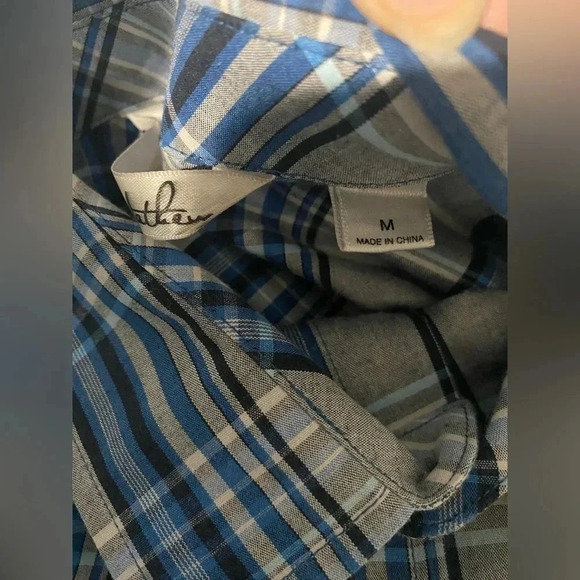 Travis Matthew Mens Blue Gray Plaid Short Sleeve Button Down Golf Shirt Medium - Picture 6 of 8